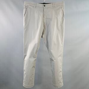 BARENA Size 36 Grey Twill Cotton Blend Elastic Waistband Casual Pants